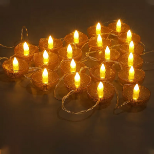 Diwali Diya 2 Meter String Lights Deepavali Lights For Decoration 20 Diya's Candle String Led Decorative Lights For Diwali