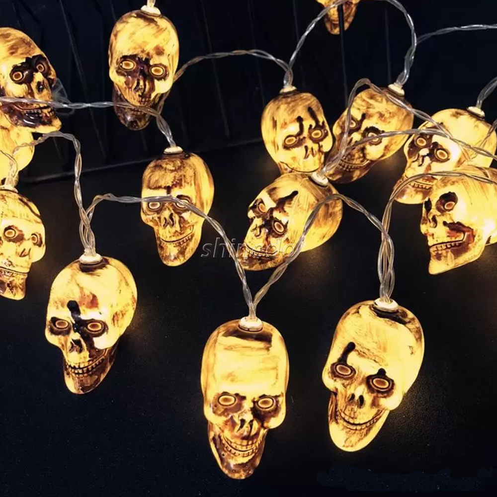 Halloween Skull String Light String Lights Steady Flickering Battery Operated Waterproof decoration Lights