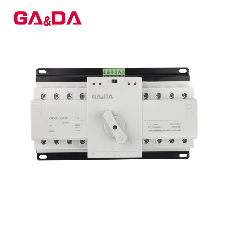 High Quality GDS-63A 220V4P 63A Single Phase Dual Power Automatic Transfer Pv Disconnect Switch Surge Protection Switch