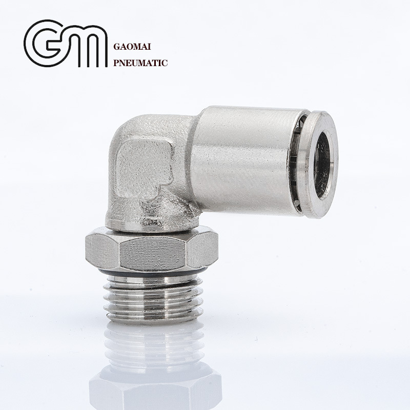 PL Series 2 way pneumatic brass fittings L type Copper Locking Tube fittings quick connect male thread elbow air fittings