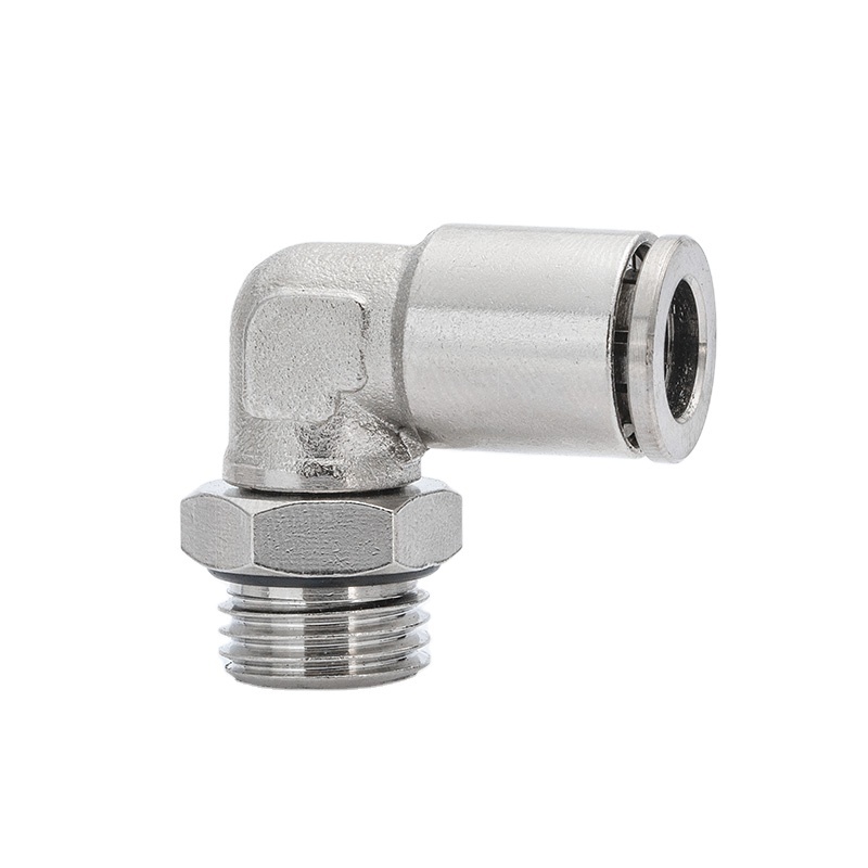 PL Series 2 way pneumatic brass fittings L type Copper Locking Tube fittings quick connect male thread elbow air fittings