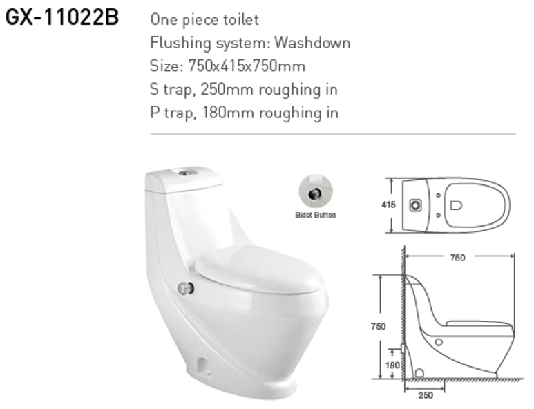 Hot sale high-quality sanitary ware bathroom Water saving flushing one piece toilet with bidet button