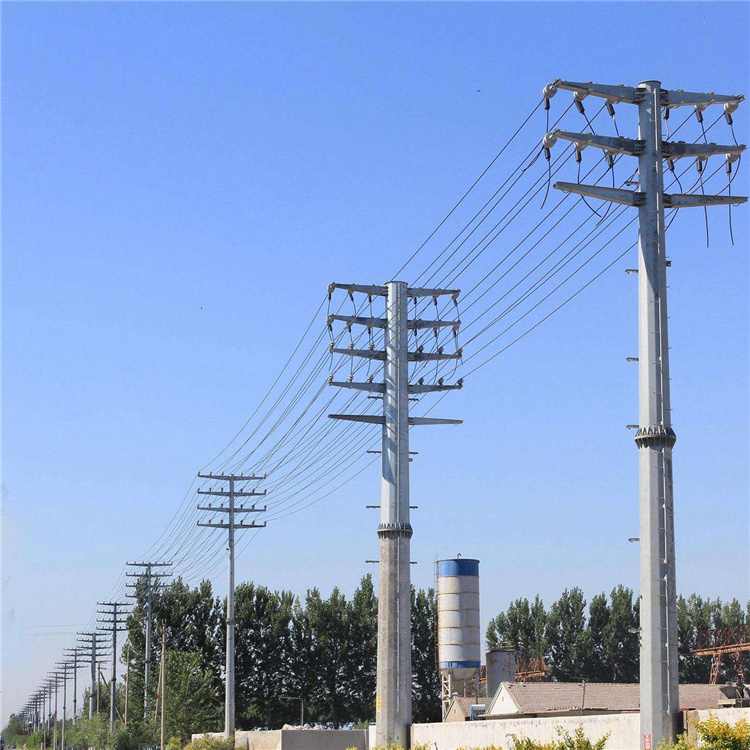 200KV Customized Galvanized Poles For Power Line 8M 9M 10M Electric Power Steel Pole