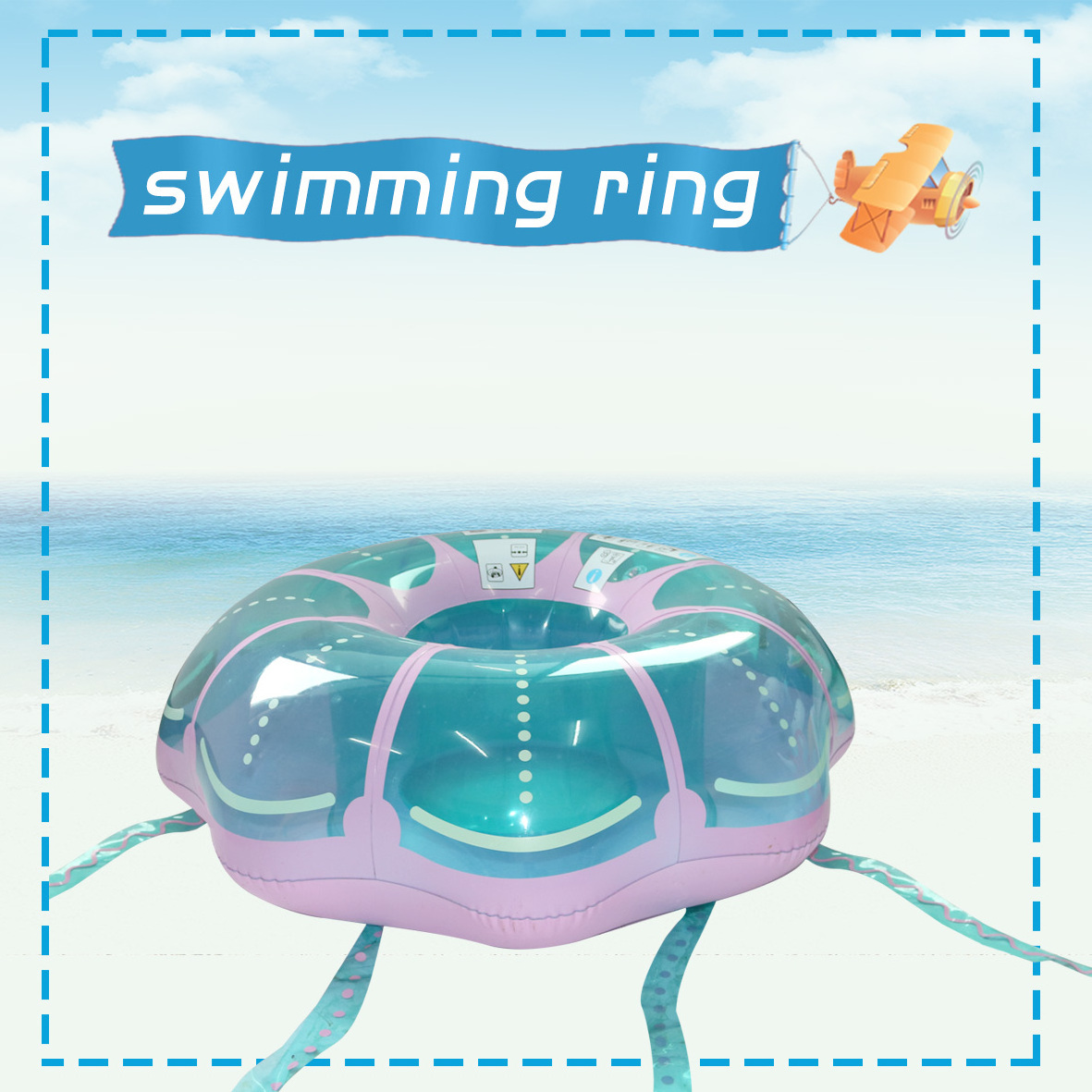 Hot Red Green PVC Inflatable Toy Adult and Child-Friendly Blue Jellyfish Pool Float Swimming Rings from Factory Supply