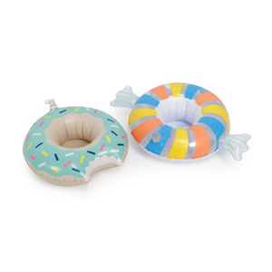 Mini Candy Donut Shaped PVC Inflatable Drink Holder Floating Tray for Cups for Swimming Pool Use with Logo Printing