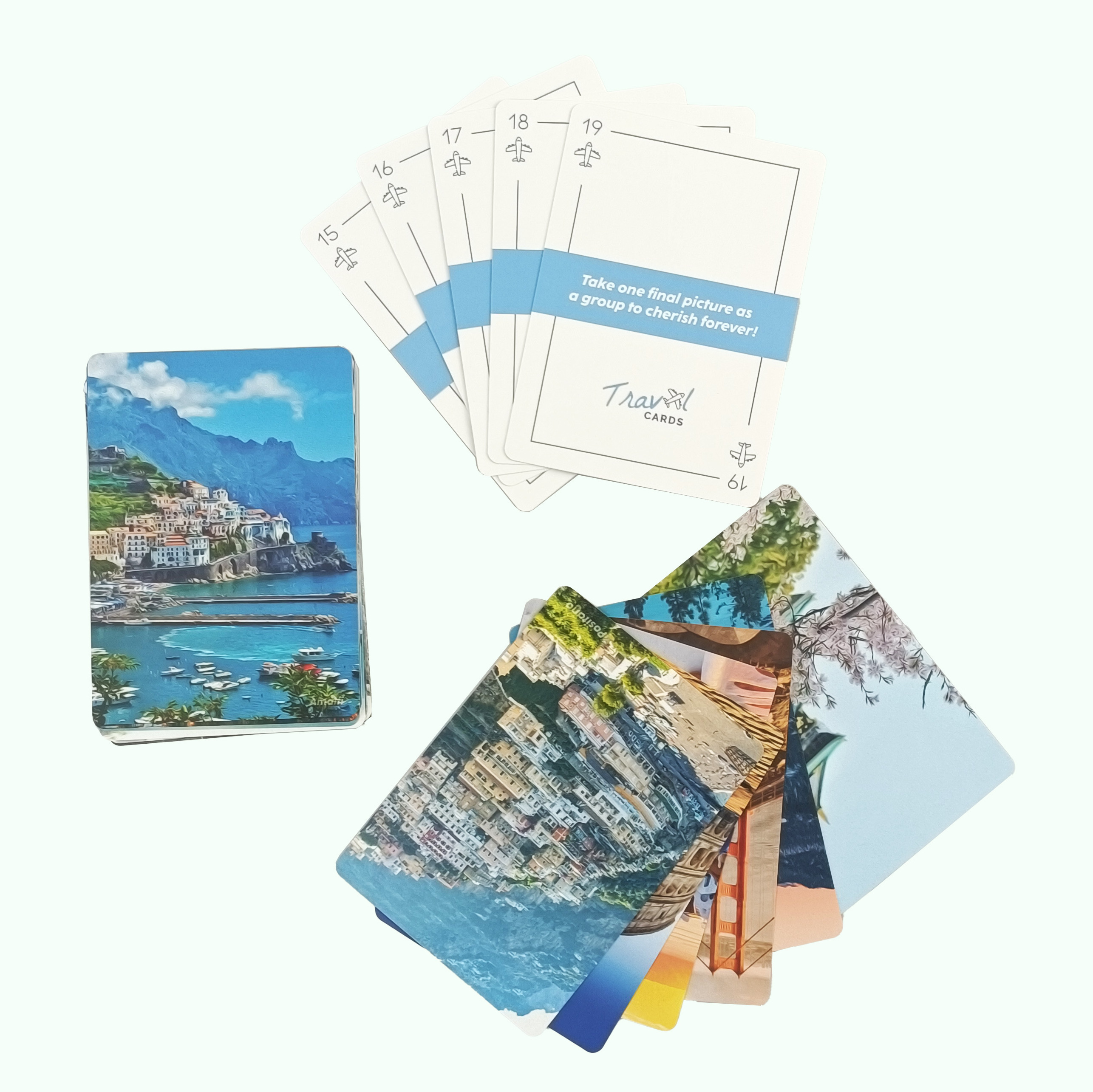 Custom Pattern Printing Adult Poker Travel Card Waterproof Plastic Tourist Scenery Scenic Cards in Box Packing Playing Cards