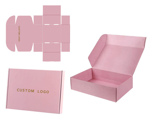 High Quality Custom Logo Cosmetics Skincare Clothes Dress Shipping Mailer Pink Box Luxury Corrugated Cardboard Paper Mailing Box