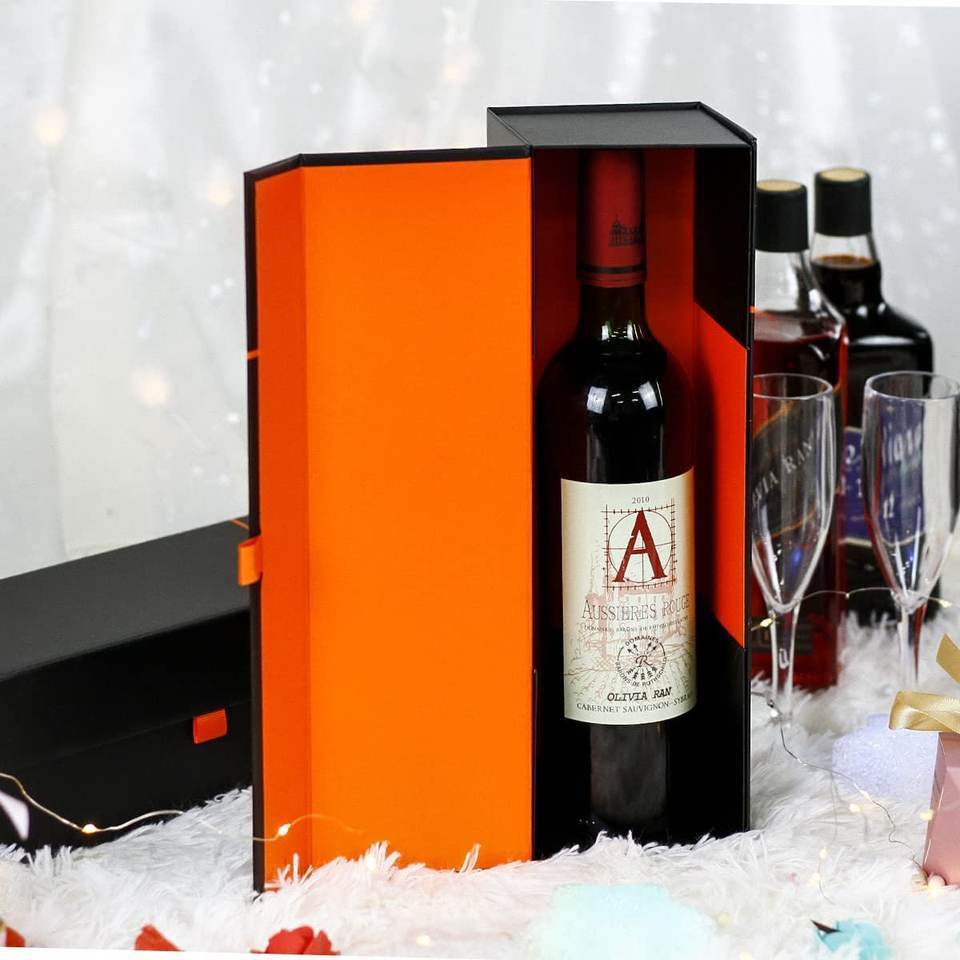 Cardboard paper champagne boxes wholesale custom low price wine set gift promotional oem golden supplier wine carton packaging