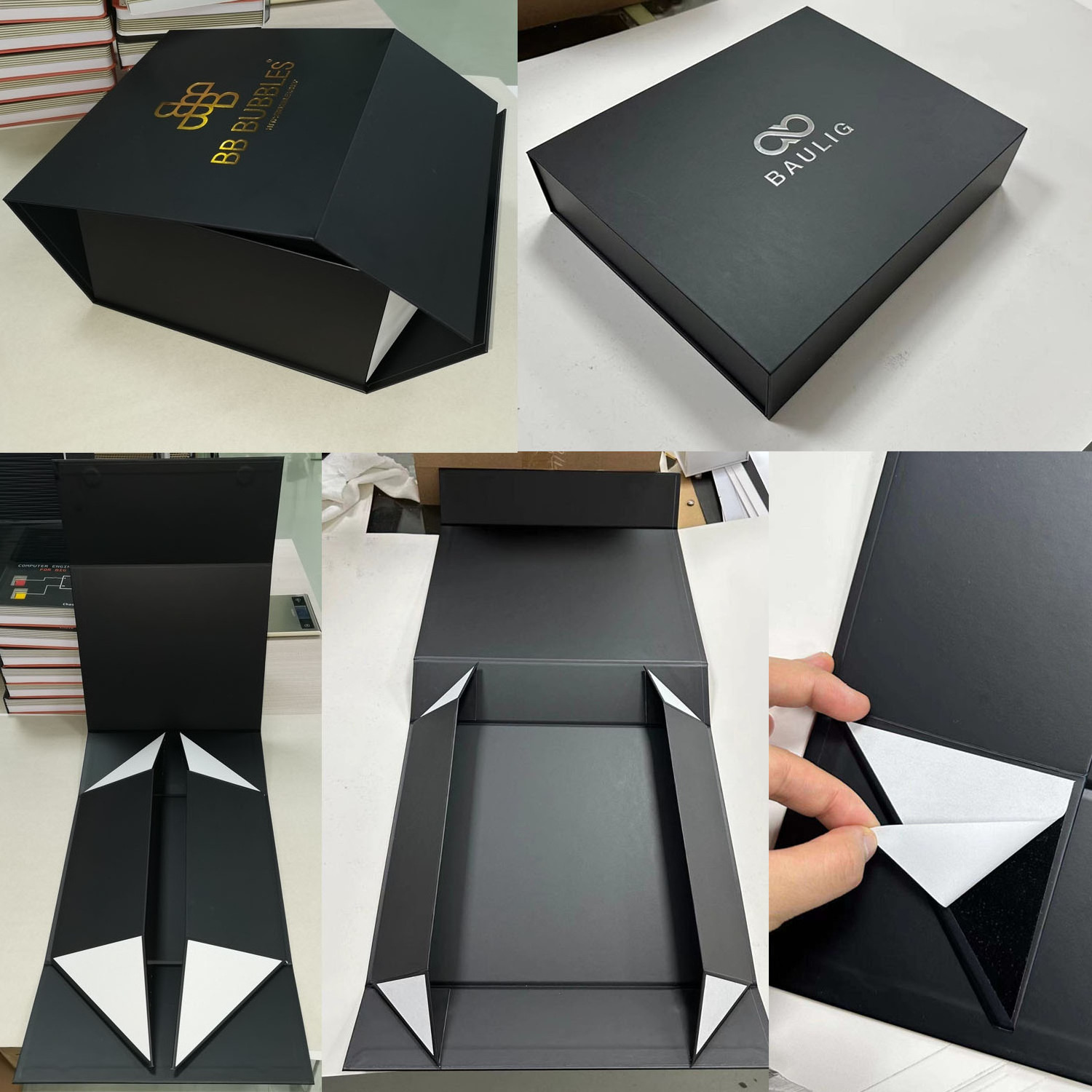 Black Durable Cardboard Packaging Boxes For Small Business Custom Uv Logo Magnetic Luxury Folding Gift Box With Magnetic Lid