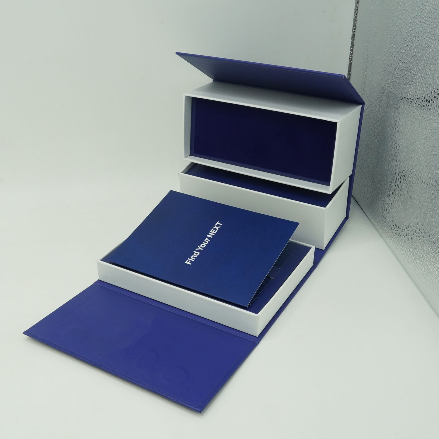 Custom Logo Blue Cardboard Insert Shaped Boxes Packaging Luxury Car Key Gift Rigid Box