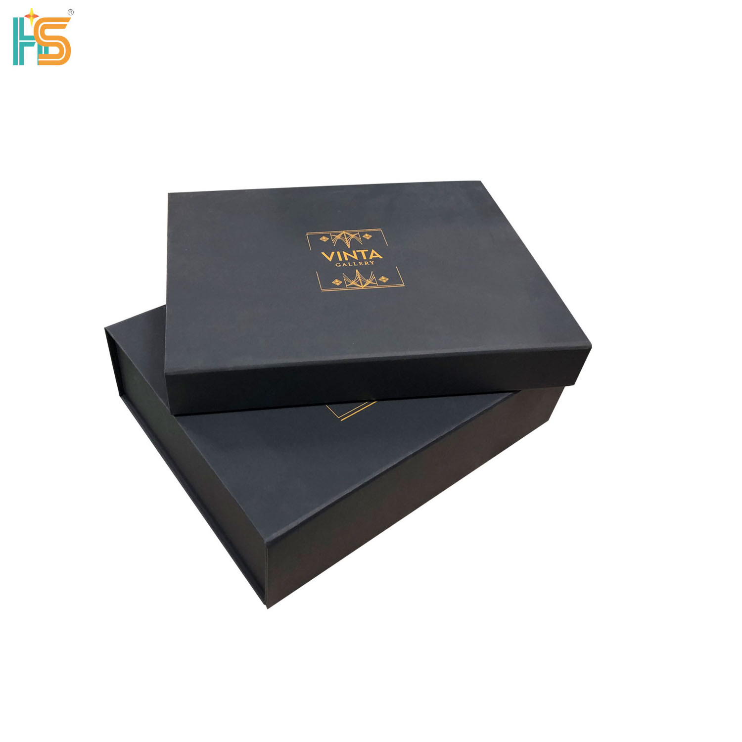 Custom Gold Stamping Logo Magnetic Gift Box Matte Black Boxes Collapsible Paper Packaging