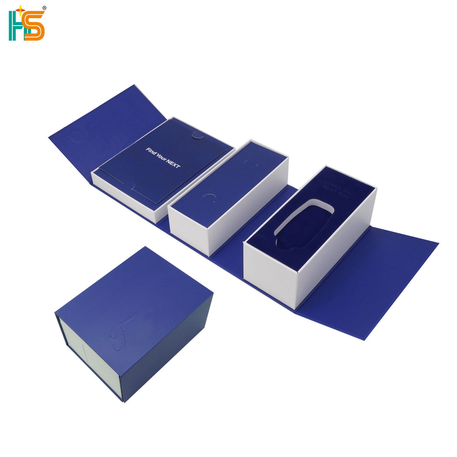 Custom Logo Blue Cardboard Insert Shaped Boxes Packaging Luxury Car Key Gift Rigid Box