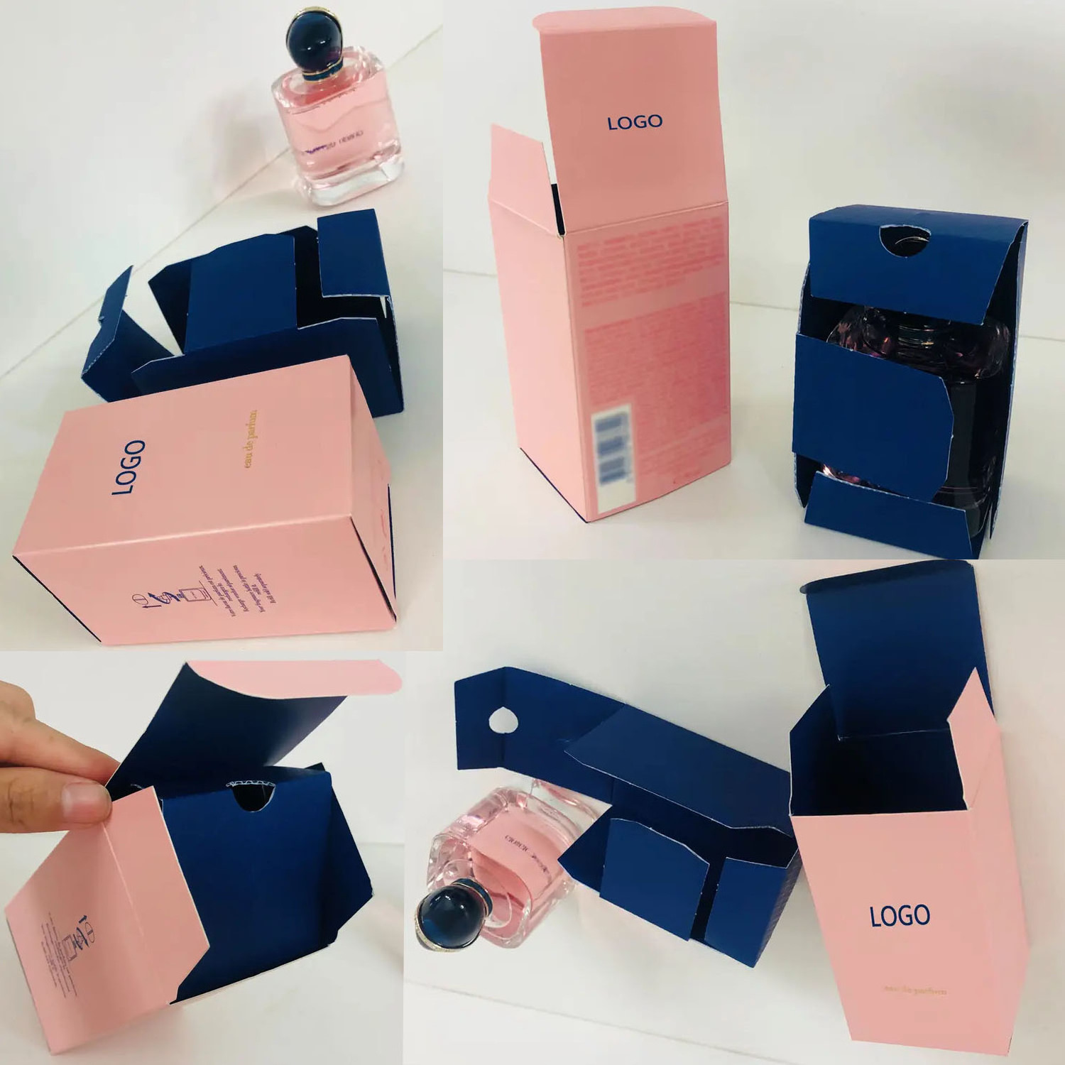 Cosmetic Fragrance Packaging Box Luxury Custom Logo Small Pink Wholesale Perfume Box