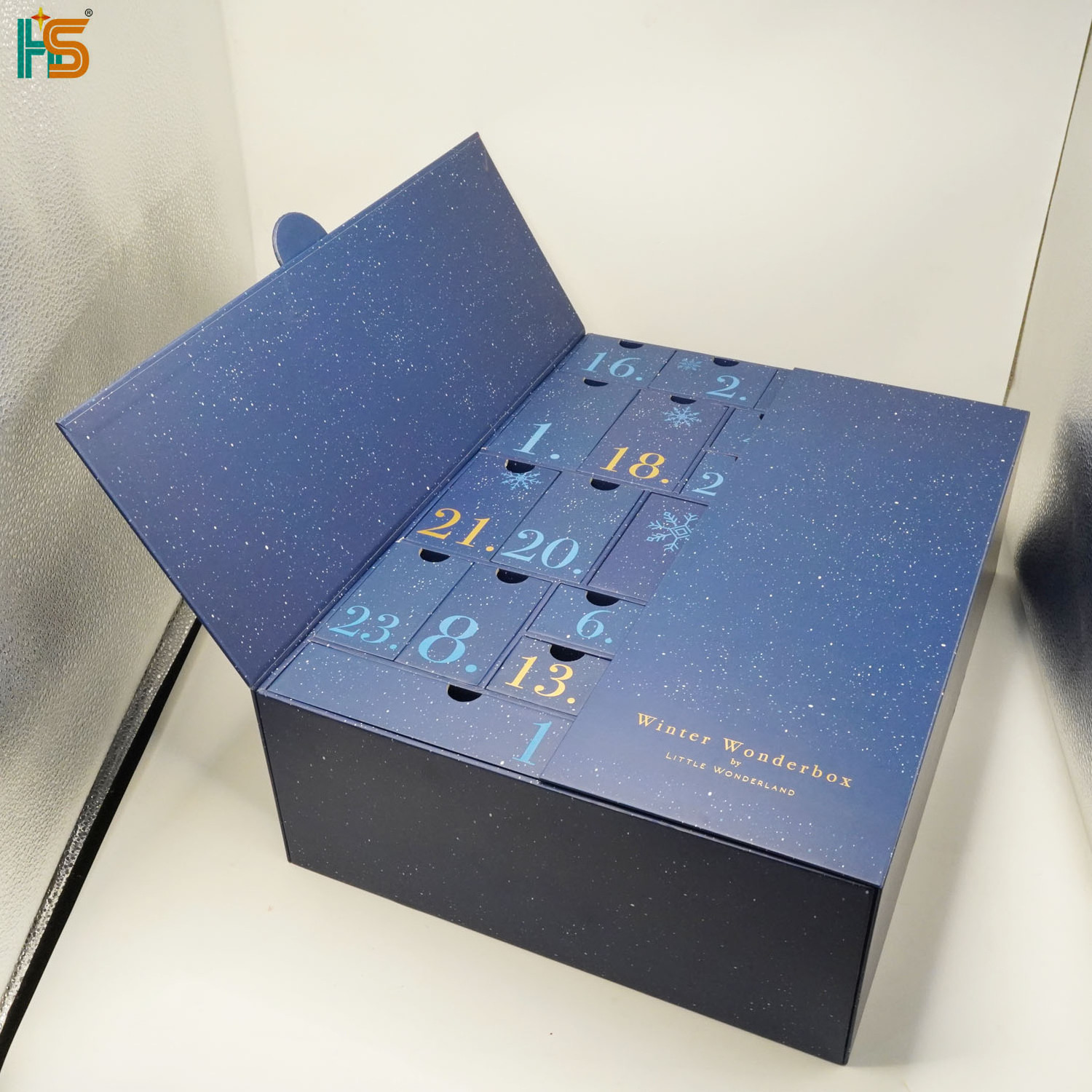 Luxury Double Door Gift Box Custom 12 24 Days Empty Christmas Cookie Advent Calendar Packaging Box