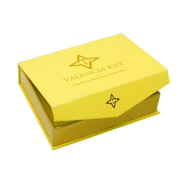 Custom size price packaging box for small yellow magnetic jewelry cardboard gift box with pouch