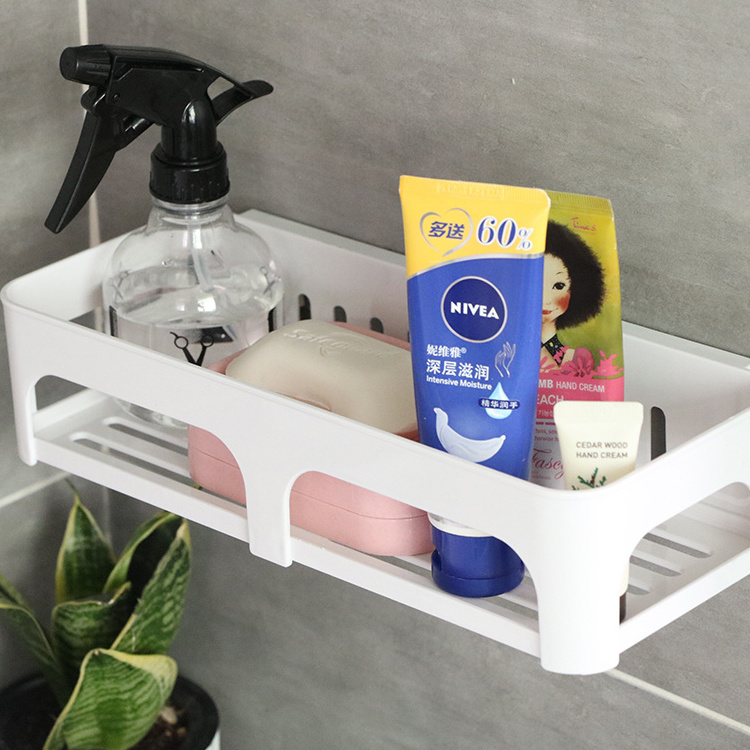 Shower gel scented candle holder rectangle storage shelf wall mounted plastic bathroom rack