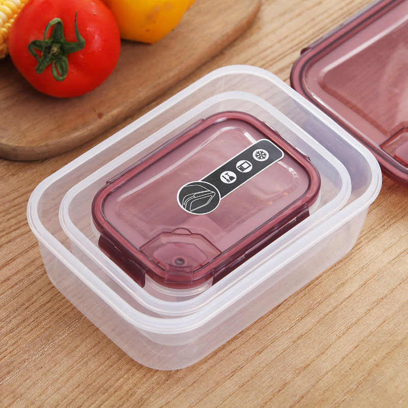 Custom logo microwaveable fridge organizer airtight meal prep bento salad box 3 plastic food storage container with snap lock