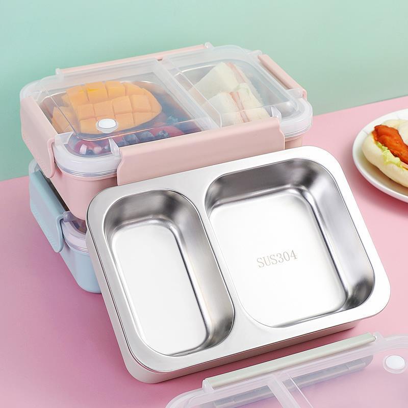 2 compartments leak proof 304 stainless steel metal lunch box