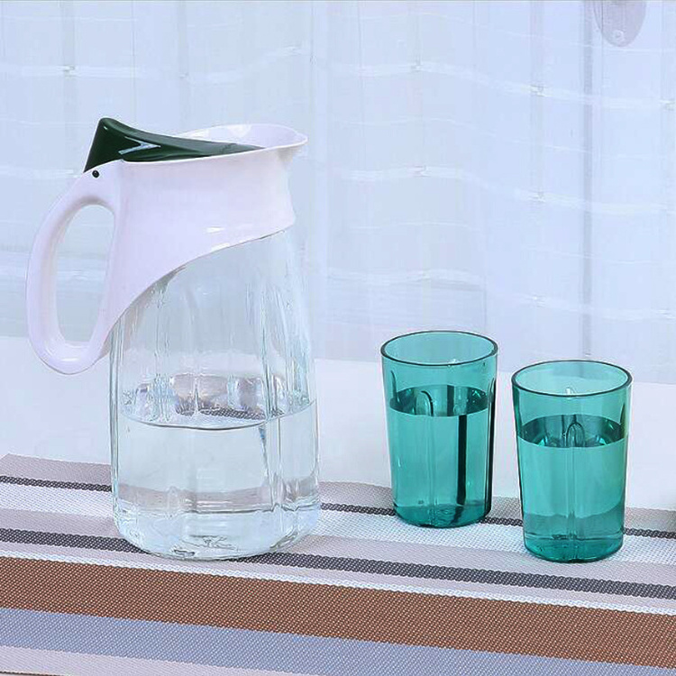 1.2L eco-friendly quality cold water pitcher juice dispenser glass water jug set with cups