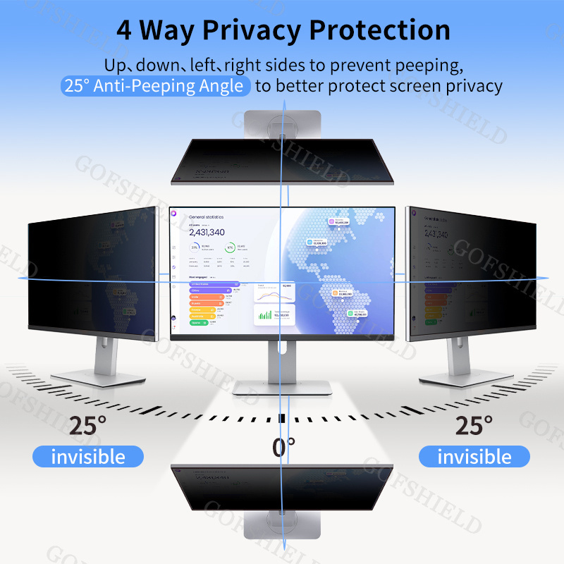 4 Way Anti Blue Light Privacy Film Anti Reflective Screen Privacy Filter Easy Install Screen Privacy Protector For 23.8