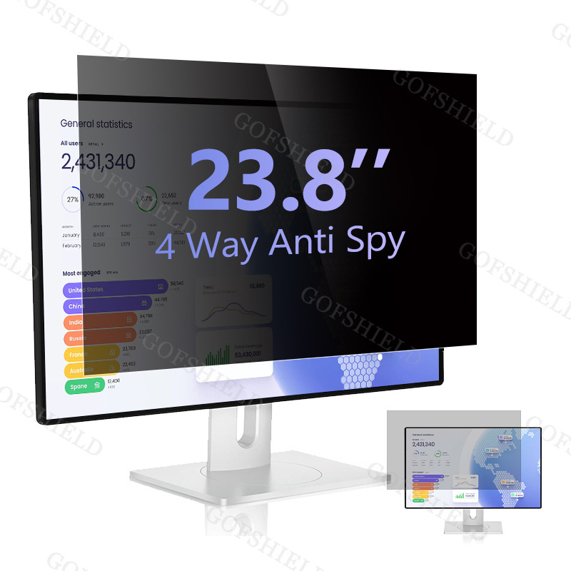 4 Way Anti Blue Light Privacy Film Anti Reflective Screen Privacy Filter Easy Install Screen Privacy Protector For 23.8