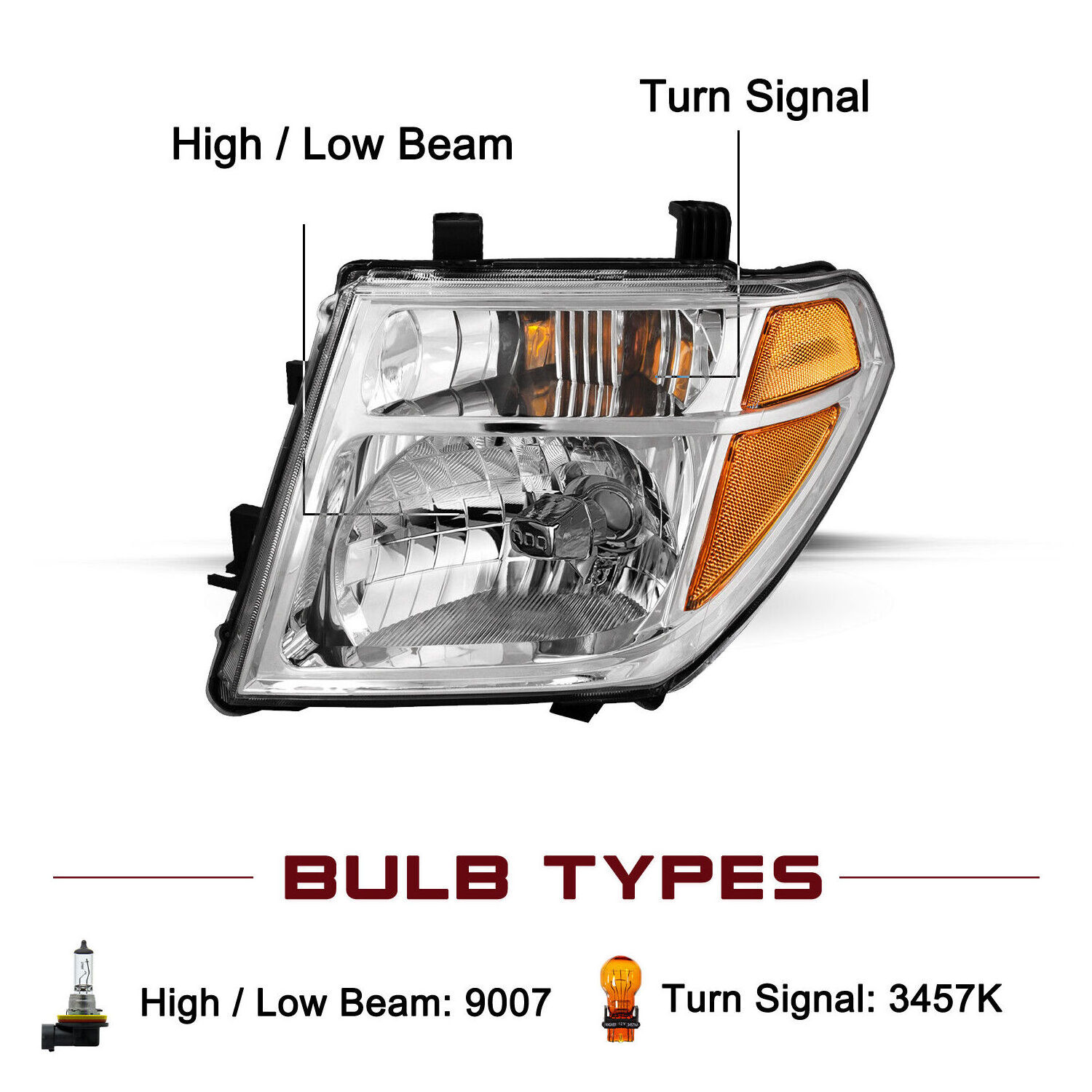 GELING crystal headlight amber Halogen front head lamp lights for nissan navara np300 Pathfinder 2005-2007 D40 frontier 2008