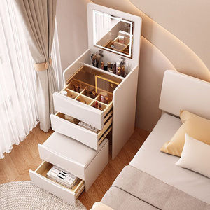 Hot Sale Modern Style Cream Dresser Bedside Table Multifunctional With Storage All In One Flip Top Dresser