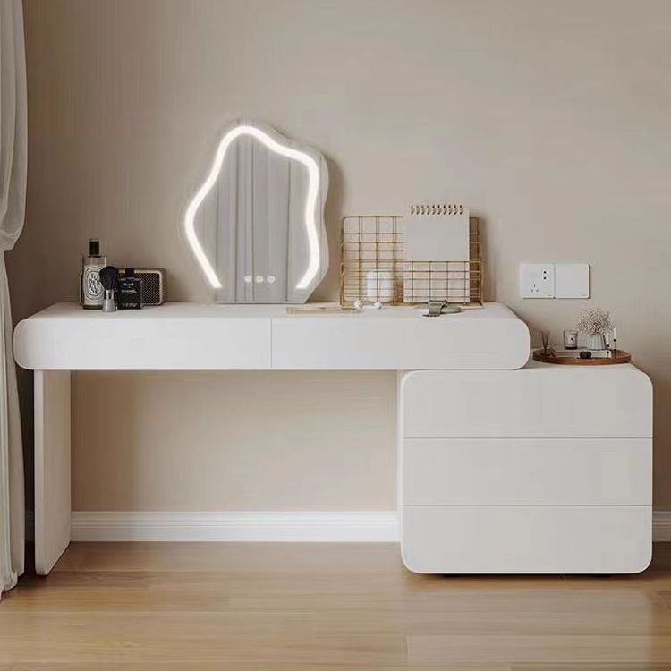 Custom Modern Light Luxury White Dressers Mirrored Vanity Table Furniture  Bedroom Dressing Table