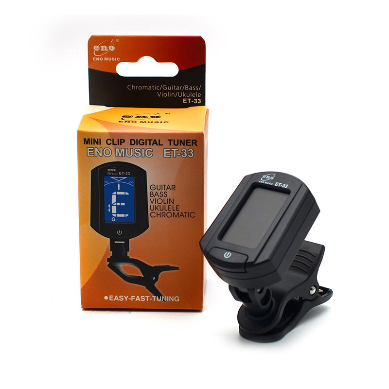 ENO ET-33 Mini Clip Digital Tuner LCD Digital Chromatic/Guitar/Bass/Violin/Ukulele Music Tuner Black