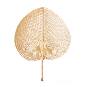 Wholesale Customize Viet Nam Bamboo Craft Weave Hand Fan Heart Handwoven Personalized Palm Hand Fans Rattan Raffia Fan