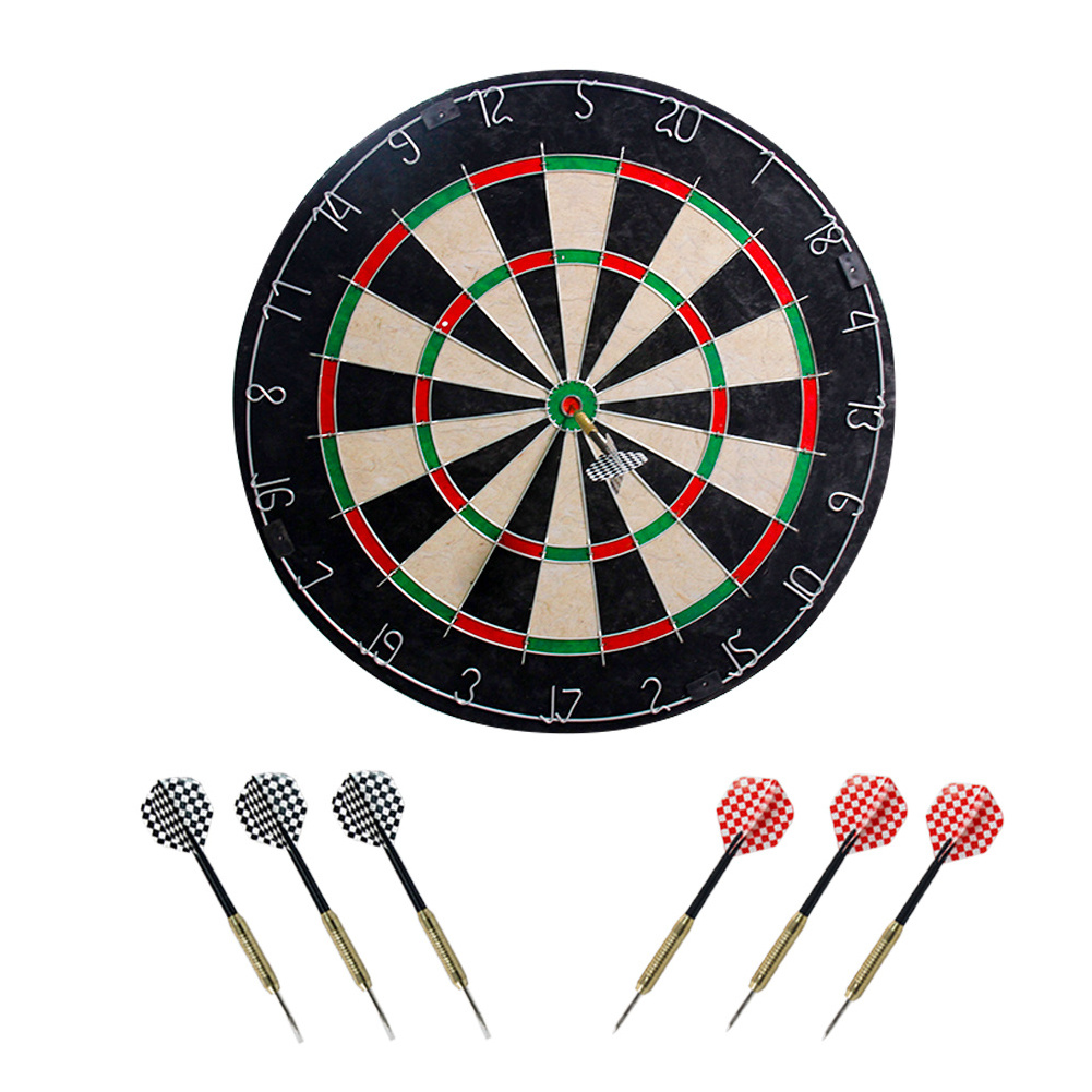 GIBBON All-in-One Dart Center: Classic Solid Wood Cabinet & Official Sisal/Bristle Dartboard Bundle: Standard Set