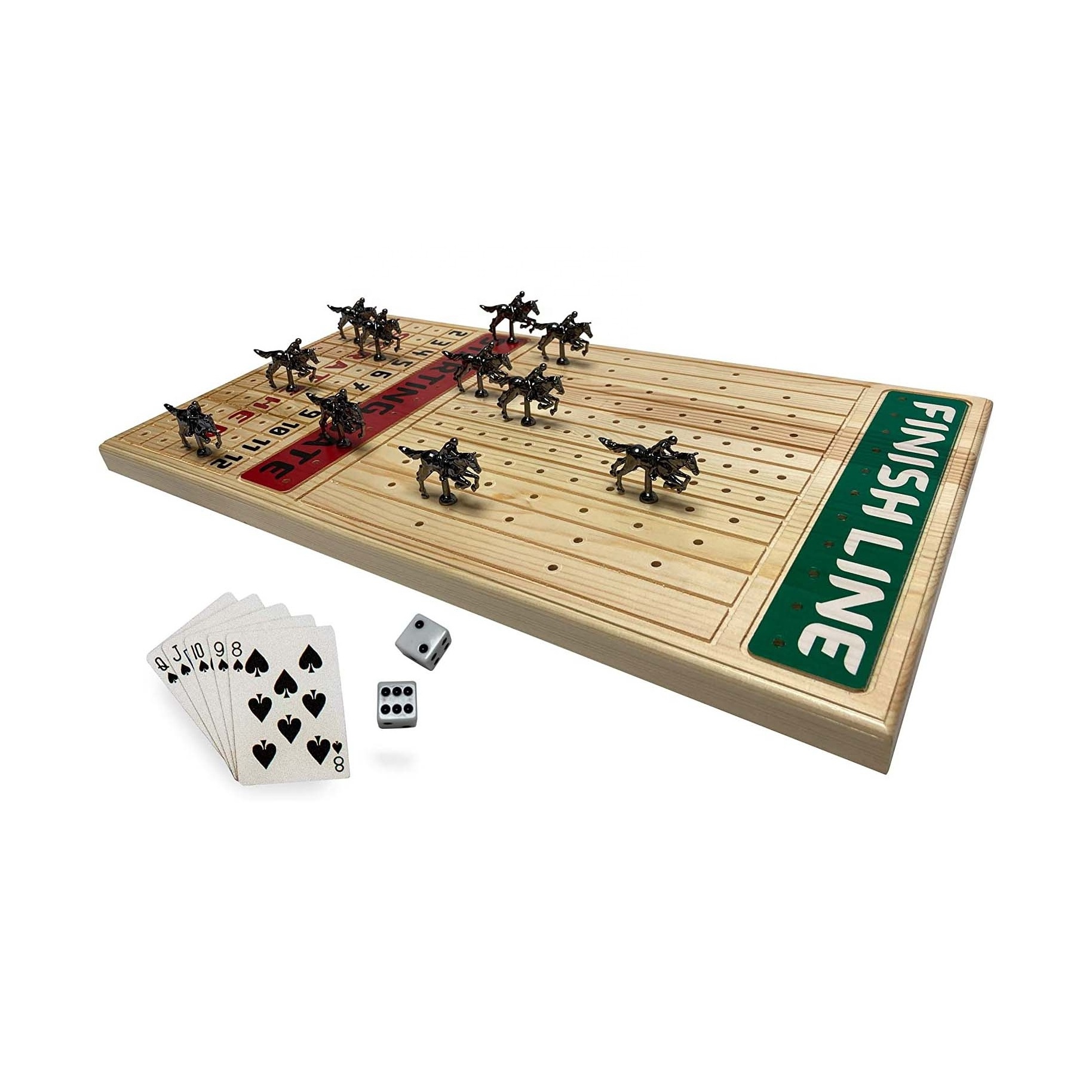 GIBBON Wooden Game Board Horse Racing Board Game With Dice And Cards Game Set