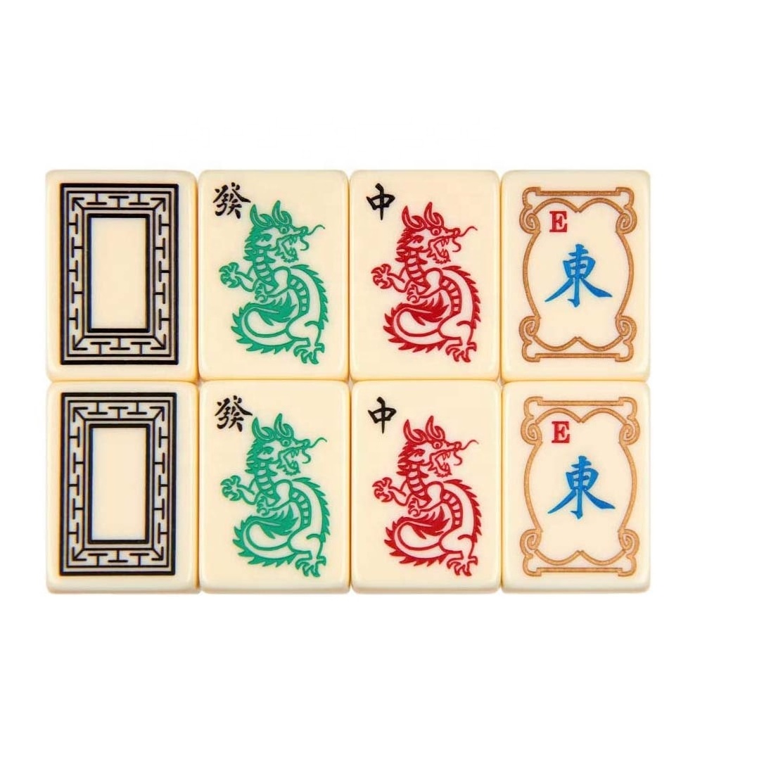 GIBBON Party Game Set 166 Ivory Color Engraved Tiles Mahjong Kit