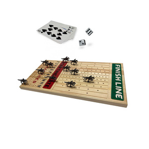 GIBBON Wooden Game Board Horse Racing Board Game With Dice And Cards Game Set