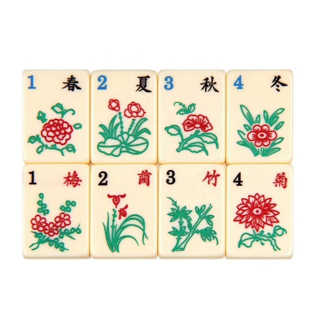 GIBBON Party Game Set 166 Ivory Color Engraved Tiles Mahjong Kit