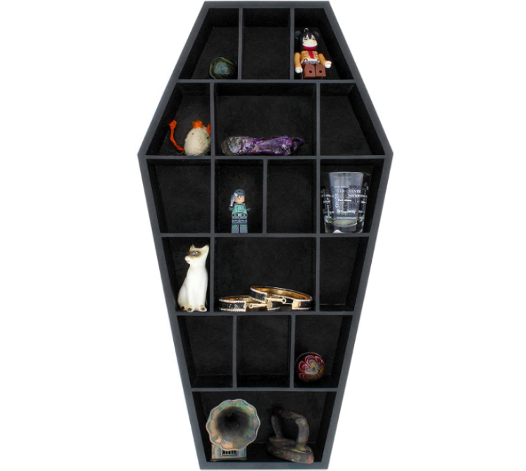 Gibbon new design home coffin shape Gothic Decor coffin shelf, coffin wall shelf, shelves wood wall