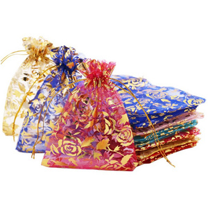 OEM Moon Star Christmas Drawstring Gift organza Bag  Jewelry Packaging mesh Bags Pouches organza bags 7x9