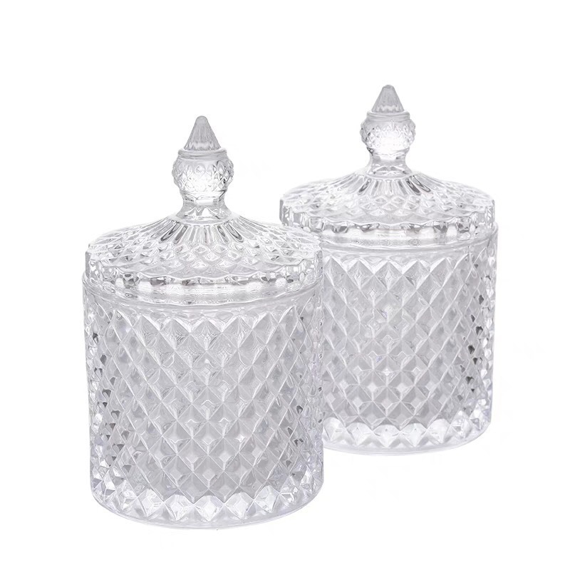 Ywbeyond Luxury Glass Candle Jars Sugar Bowl With Lids Glass Storage for Candle Make Glass Candle Holder