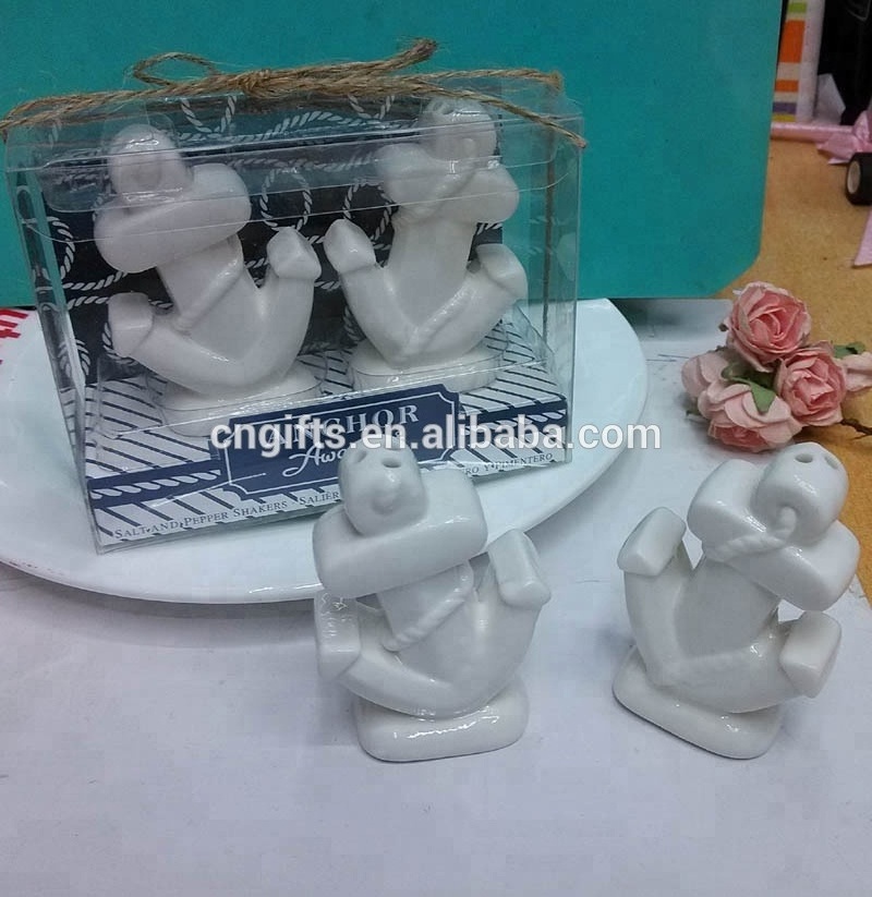 Ywbeyond Beach Theme wedding favors and gifts ceramic anchor salt and pepper shaker