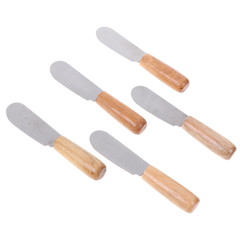 Ywbeyon Stainless Steel Spatula Scraper Knives Sandwich Spreader Butter Cheese Slicer Knife Kitchen Tools with Wooden Handle