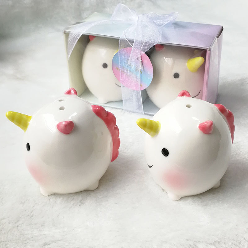 YWbeyond Porcelain Unicorn Salt and Pepper Shaker souvenirs favors Shakers Festive Supplies Wedding Giveaway Gift