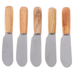 Ywbeyon Stainless Steel Spatula Scraper Knives Sandwich Spreader Butter Cheese Slicer Knife Kitchen Tools with Wooden Handle