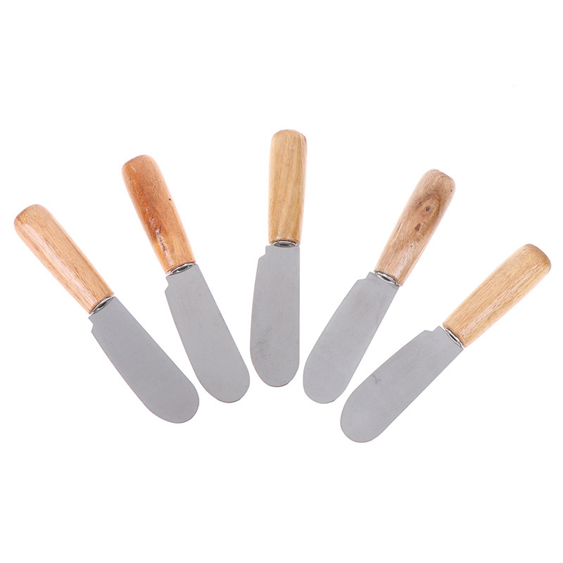 Ywbeyon Stainless Steel Spatula Scraper Knives Sandwich Spreader Butter Cheese Slicer Knife Kitchen Tools with Wooden Handle