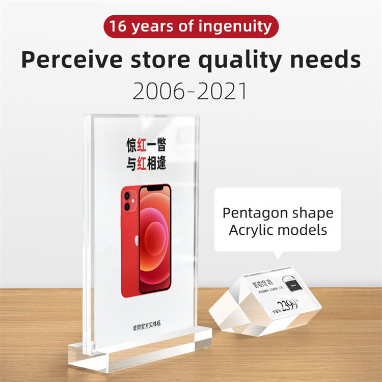 Hot Selling Product Promotion Picture T Shape Clear Vertical Table Menu Store Display Acrylic Stand Sign Holder For Desk