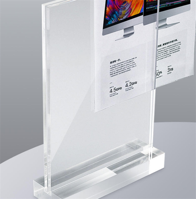 Hot Selling Product Promotion Picture T Shape Clear Vertical Table Menu Store Display Acrylic Stand Sign Holder For Desk