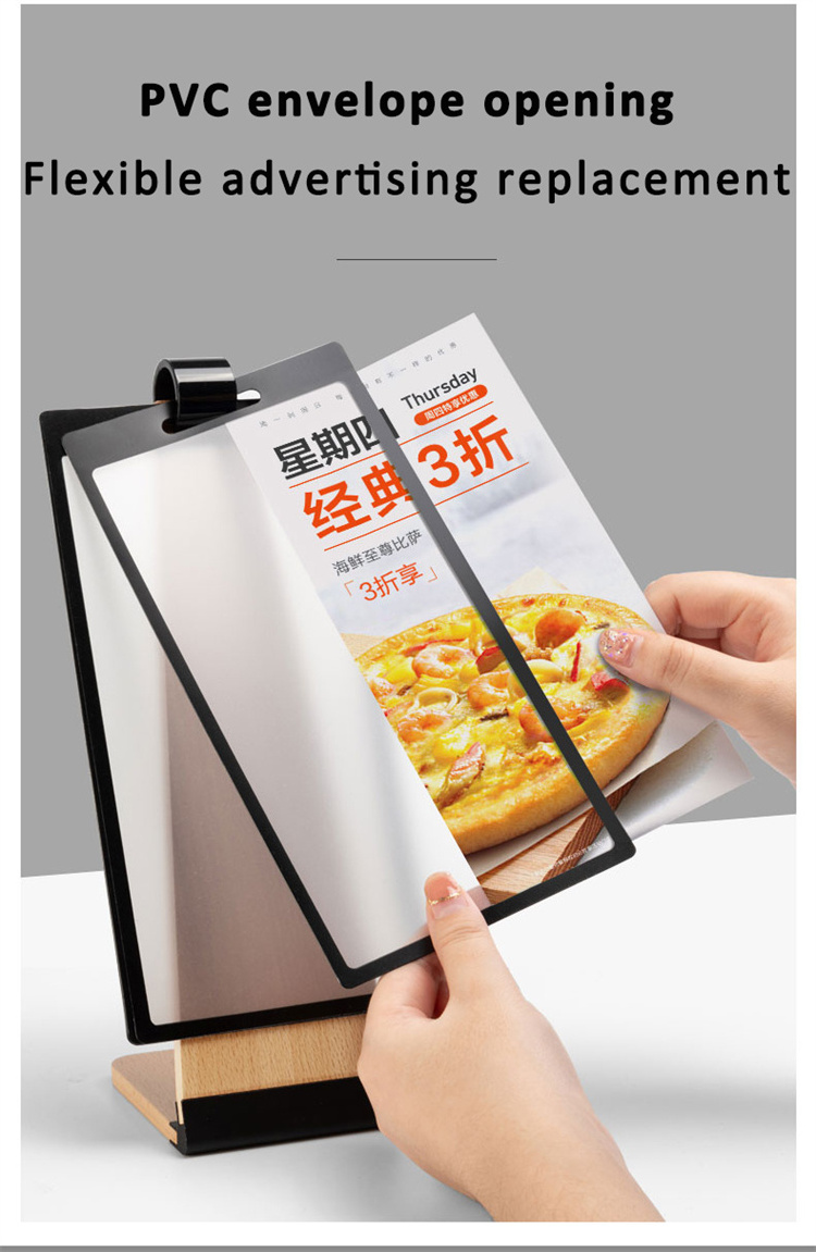 Factory Wholesale Custom Table Sign Stand A4 A5 A6 Page Turning Menu Stand Holder For Restaurant