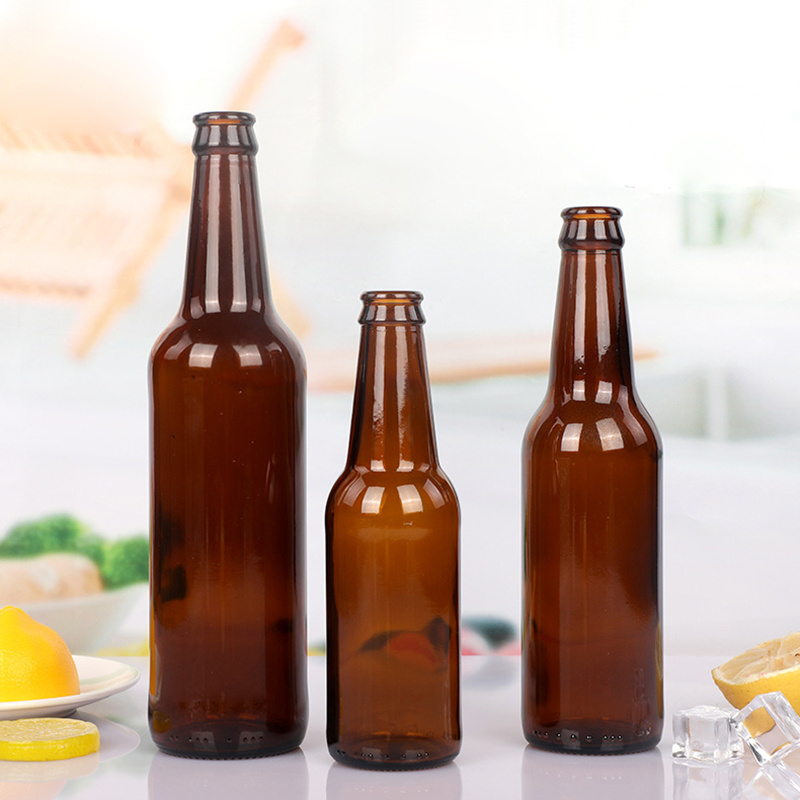 Wholesale 330ml 12oz Black Amber Beer Bottle For Packing Glass Bottle With Crown Caps Beer Bottle 330 Ml