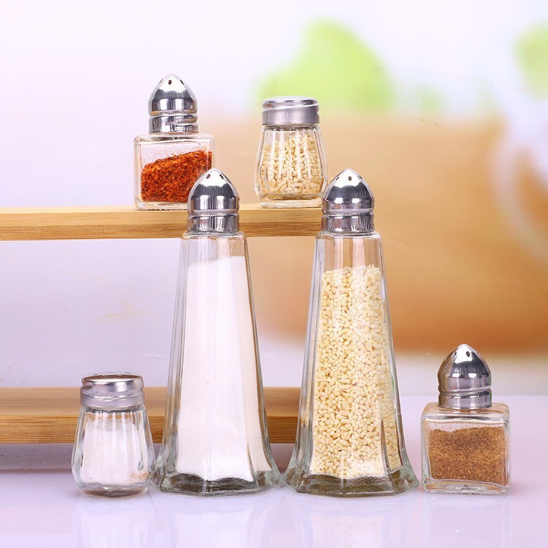 1oz Tower Glass Body Mini Restaurant Shakers With Stainless Steel Lids/glass Salt And Pepper Shaker