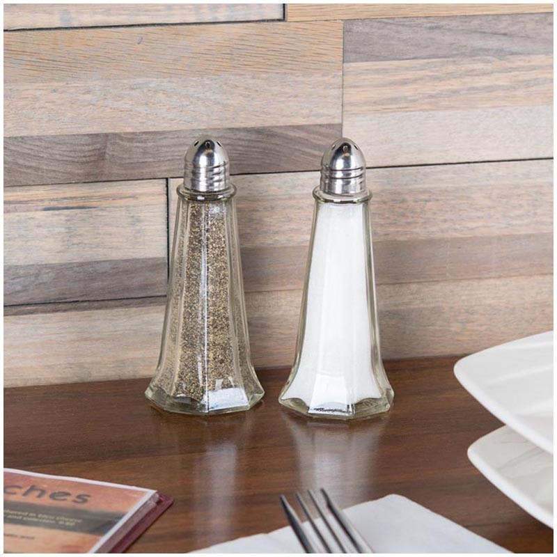 1oz Tower Glass Body Mini Restaurant Shakers With Stainless Steel Lids/glass Salt And Pepper Shaker