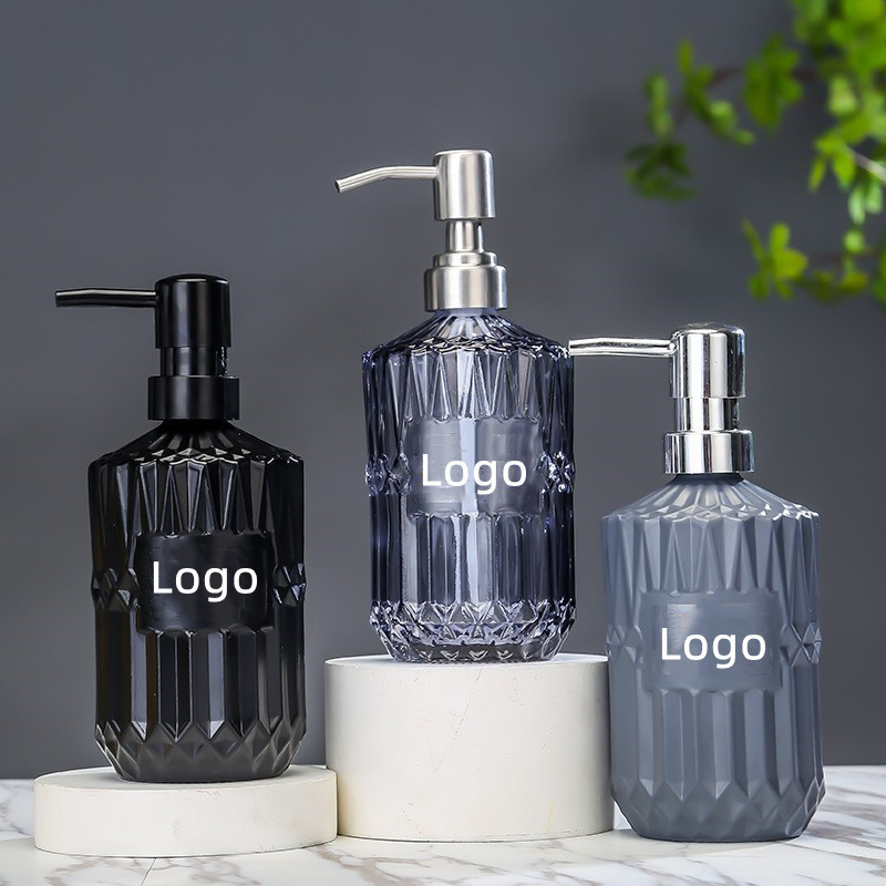 15oz 450ml Colorful Round Kitchen Glass Soap Dispenser Foam Soap Bottle  With 304 Stainless Steel Pump